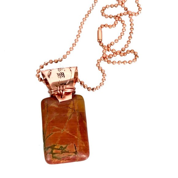 Conceptual Subculture Jewelry - Picasso Jasper Dog Pendant Jasper Copper Chain Ball Necklace Unisex Stamped